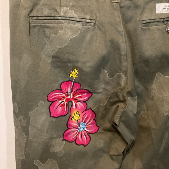 The Editor women's size 48 IT painted flower no-stretch trouser pant 31x33 32x34 - Picture 4 of 7